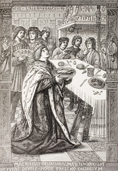 St. Louis, serving a meal to the poor, from 